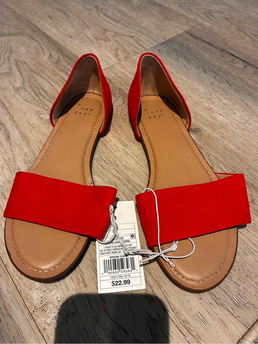 a new day Red Women's D'Orsay Open-Toe Flat Sandals
